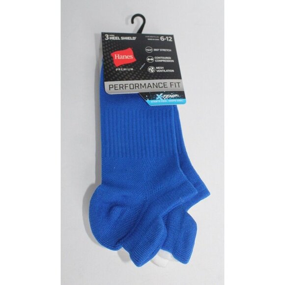 Hanes Premium Men's Socks Heel Shield Performance Fit X-Temp 3-Pr Size 6-12 Blue - Picture 1 of 5